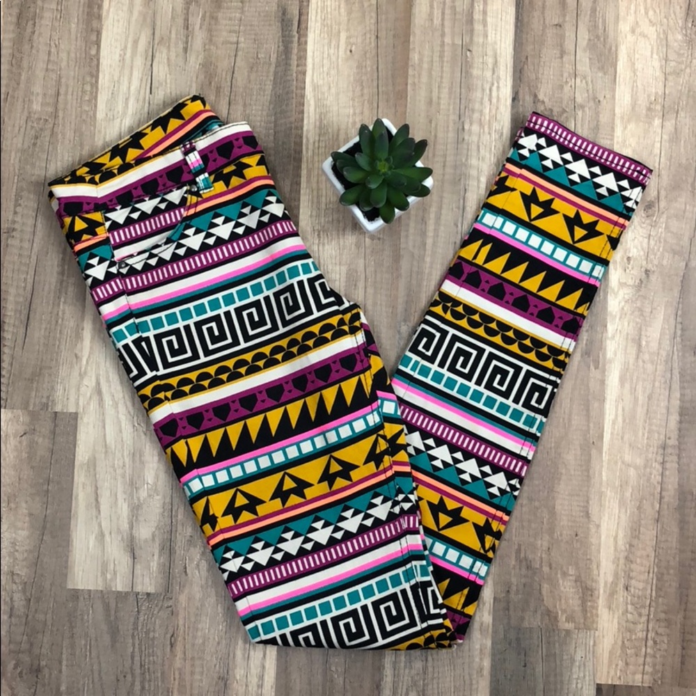 H&M Divided Multicolor Geometric Print Skinny Pant